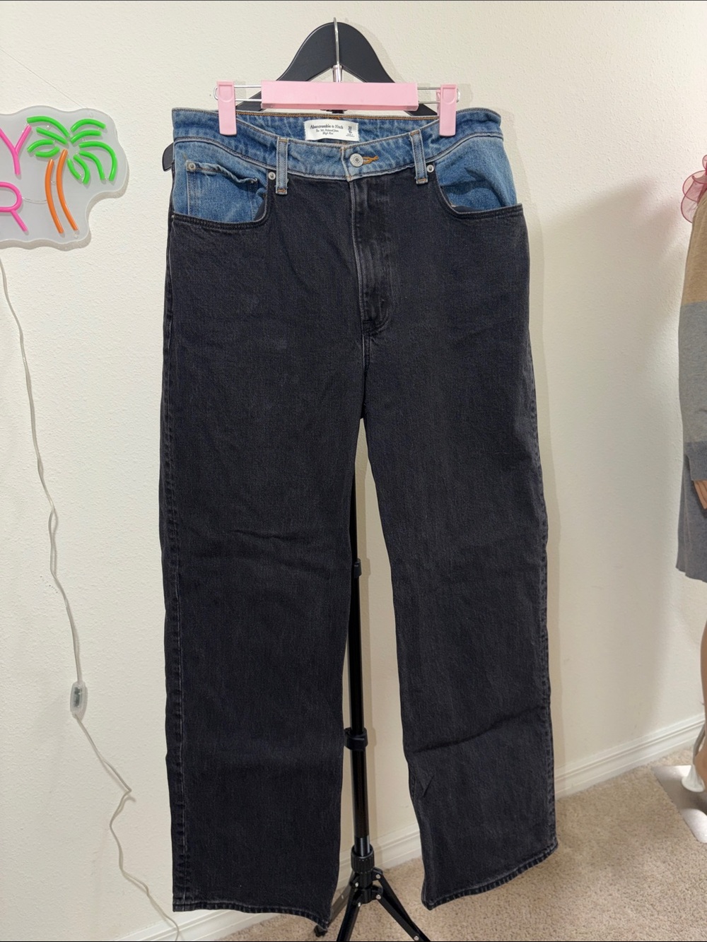 Abercrombie & Fitch Men’s Two-Tone Black and Blue Jeans 30/10